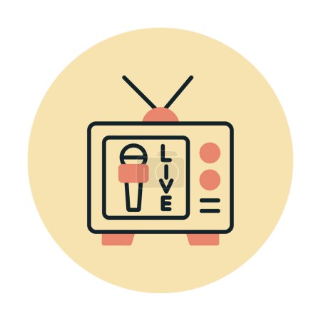 Ilustración de Micrófono con icono web de transmisión en vivo, ilustración vectorial - Imagen libre de derechos