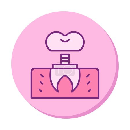 Téléchargez les illustrations : Plat Dentisterie implant icône vecteur - en licence libre de droit