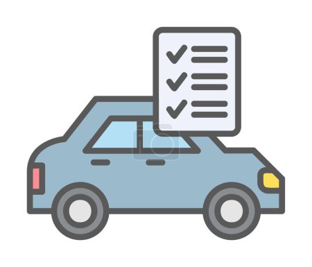 Téléchargez les photos : Icône de liste de contrôle de voiture, illustration vectorielle d'entretien de voiture - en image libre de droit