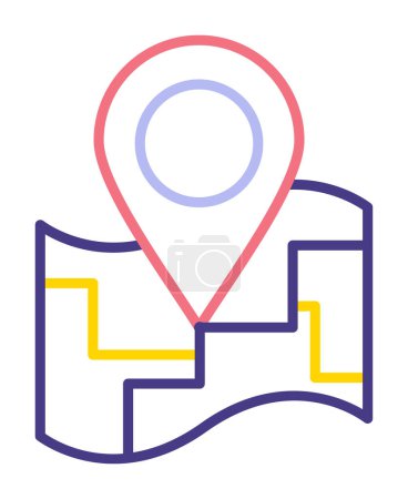 Téléchargez les illustrations : Icône de carte avec broche de localisation, illustration vectorielle - en licence libre de droit