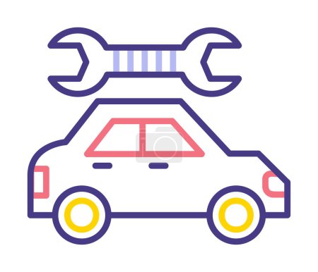 Téléchargez les illustrations : Service de voiture, conception vectorielle d'illustration d'entretien - en licence libre de droit