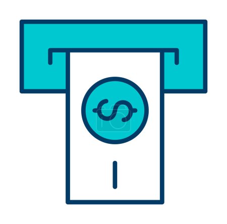 Withdraw money from ATM slot line icon in simple design on a white background