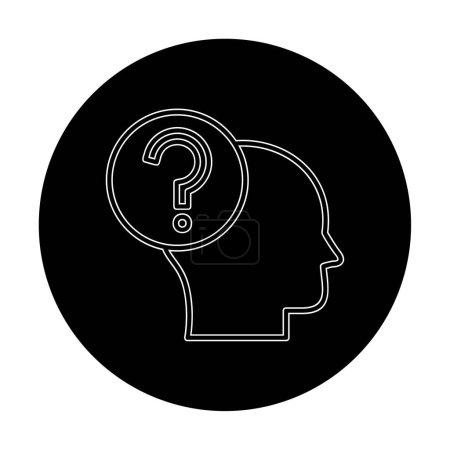 Ilustración de Signo de interrogación con cabeza humana, icono de estilo de línea - Imagen libre de derechos