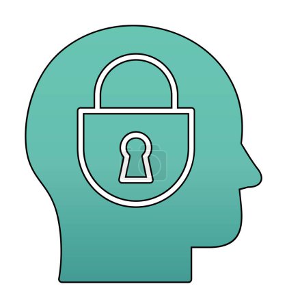 Illustration for Security concept with lock in men head, creative vector icon - Royalty Free Image