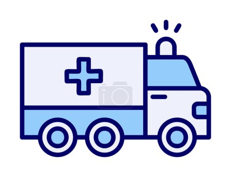 Téléchargez les illustrations : Ambulance voiture vecteur plat icône illustration - en licence libre de droit