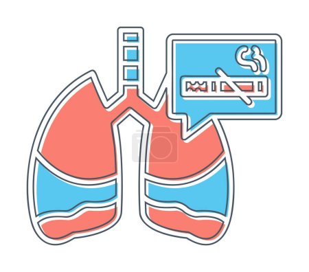 Ilustración de Pulmones y no fumar icono, concepto de cáncer, ilustración vectorial - Imagen libre de derechos