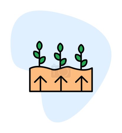 Téléchargez les illustrations : Plantes et flèches icône vectoriel illustration. Concept d'énergie géothermique - en licence libre de droit