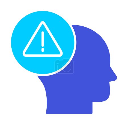 Ilustración de Cerebro con signo de advertencia, símbolo de alerta, ilustración vectorial - Imagen libre de derechos