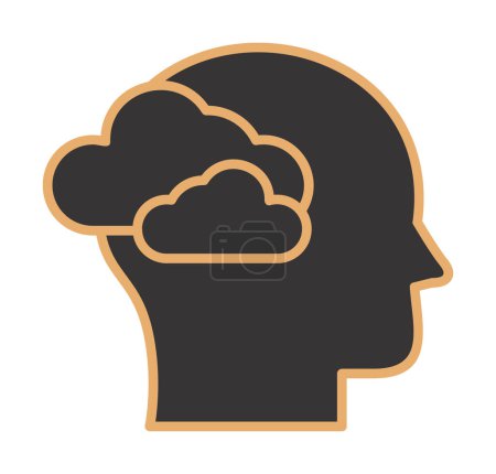 Téléchargez les illustrations : Cerveau avec icône nuages, illustration vectorielle - en licence libre de droit