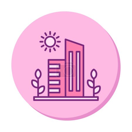 Illustration for Sun, plants and buildings vector illustration. Green City concept - Royalty Free Image