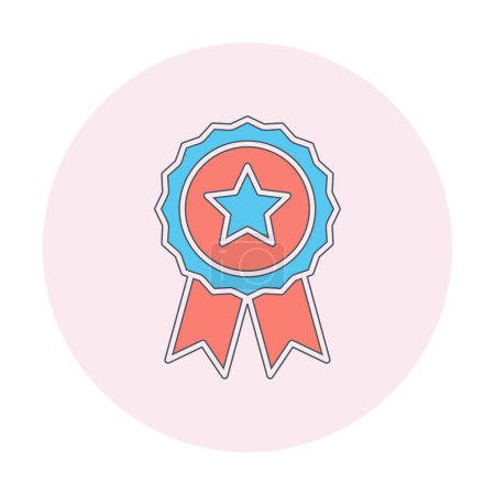 Illustration for Award badge vector flat line icon - Royalty Free Image