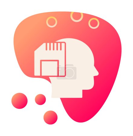 Illustration for Human head with memory card icon, vector illustration - Royalty Free Image