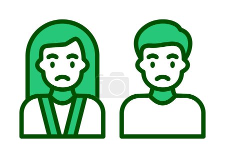 Illustration for Vector illustration of sad man and woman icon, refugees - Royalty Free Image