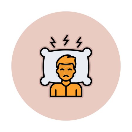 Illustration for Man on a pillow, Insomnia concept vector - Royalty Free Image