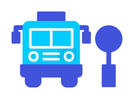 Téléchargez les illustrations : Bus Stop vecteur icône plate icône - en licence libre de droit