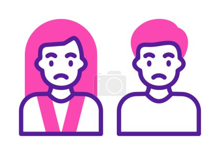 Illustration for Vector illustration of sad man and woman icon, refugees - Royalty Free Image