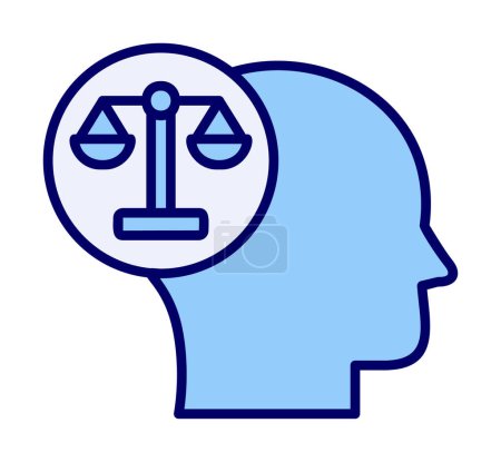 Ilustración de Oído con el icono de la escala de la justicia, ilustración del concepto de ley - Imagen libre de derechos