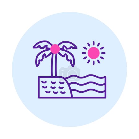 Ilustración de Atardecer y mar icono, icono de la playa, vector de ilustración - Imagen libre de derechos