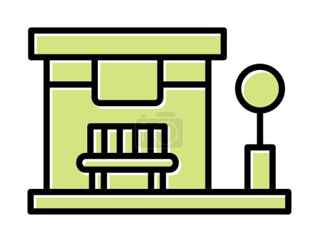 Ilustración de Bus Stop vector icono plano - Imagen libre de derechos