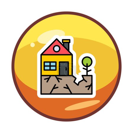Ilustración de Casa y planta después del terremoto icono. ilustración vectorial - Imagen libre de derechos