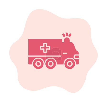 Téléchargez les illustrations : Ambulance voiture vecteur plat icône illustration - en licence libre de droit