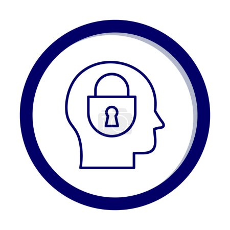 Ilustración de Concepto de seguridad con cerradura en la cabeza de los hombres, icono vector creativo - Imagen libre de derechos