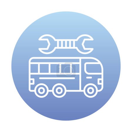 Téléchargez les illustrations : Bus avec icône vectorielle clé. vecteur de dessin animé - en licence libre de droit