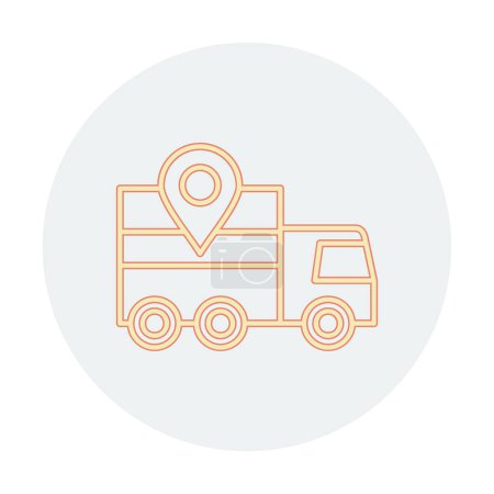 Téléchargez les illustrations : Camion de livraison avec icône de localisation, illustration vectorielle simple - en licence libre de droit