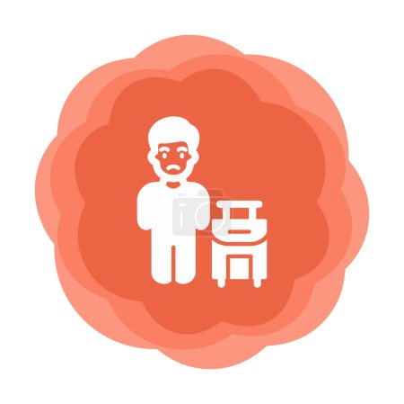 Illustration for Vector illustration of sad man with suitcase, refugee - Royalty Free Image