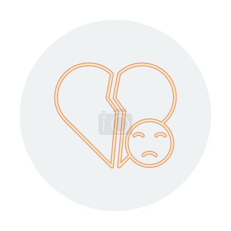 Corazón roto e icono triste ilustración