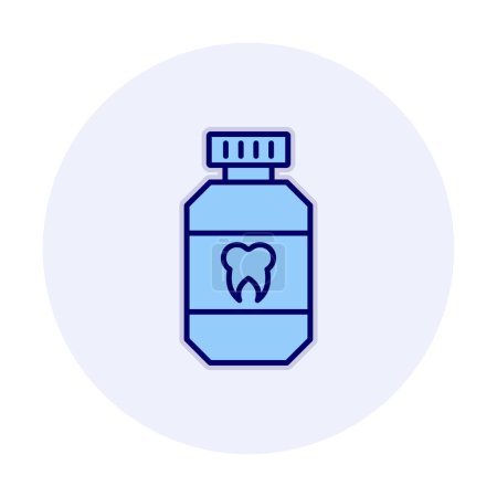 Téléchargez les illustrations : Mouthwash bottle with tooth sign icon, vector illustration - en licence libre de droit