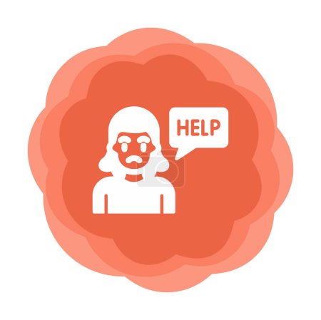 Téléchargez les illustrations : Femme triste avec aide bulle de parole icône, illustration vectorielle - en licence libre de droit