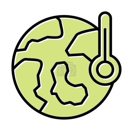 Ilustración de Globo con el icono del vector de color del termómetro, concepto de calentamiento global - Imagen libre de derechos