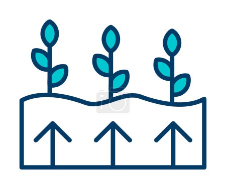 Ilustración de Plantas y flechas icono vector ilustración. Concepto de energía geotérmica - Imagen libre de derechos