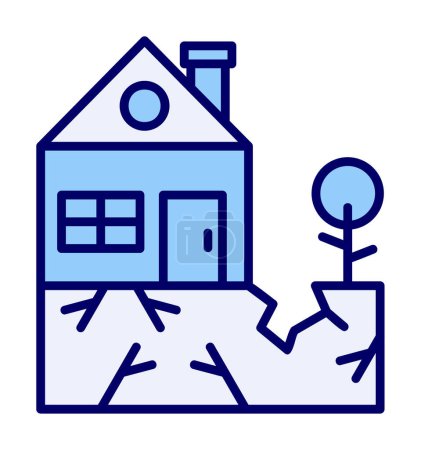 Téléchargez les photos : Maison et plante après l'icône du tremblement de terre. illustration vectorielle - en image libre de droit