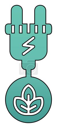 Téléchargez les illustrations : Fiche électrique, icône de l'énergie verte, illustration de contour - en licence libre de droit