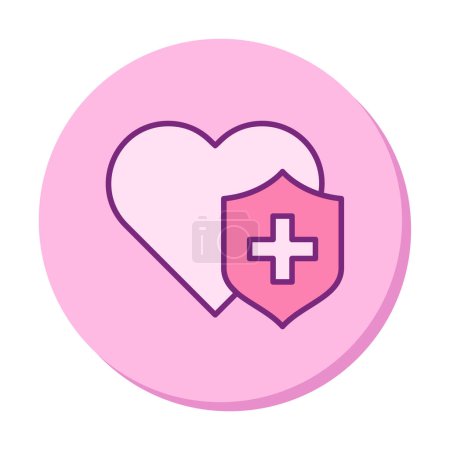 Ilustración de Corazón con icono de cruz, ilustración vectorial. Concepto sanitario - Imagen libre de derechos