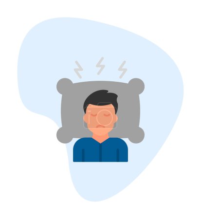 Ilustración de Hombre en una almohada, vector concepto de insomnio - Imagen libre de derechos