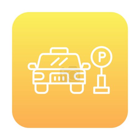 Illustration for Car near parking sign icon in circle vector illustration - Royalty Free Image