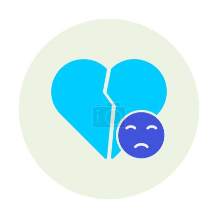 Corazón roto e icono triste ilustración