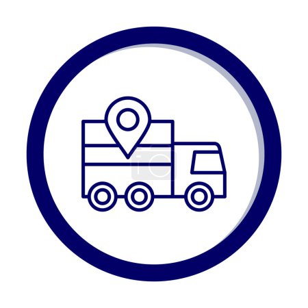 Illustration for Delivery truck with location icon, simple vector illustration - Royalty Free Image