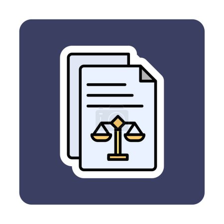 Ilustración de Icono de línea de documentos legales. Señal de escalas de justicia. Signatura del Juicio. Ilustración vectorial - Imagen libre de derechos