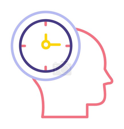 Téléchargez les illustrations : Horloge avec icône de la tête humaine. illustration vectorielle - en licence libre de droit