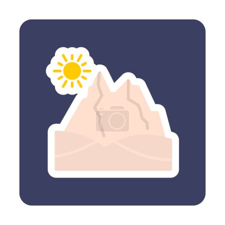 Téléchargez les illustrations : Désert montagne paysage icône vectoriel illustration conception - en licence libre de droit