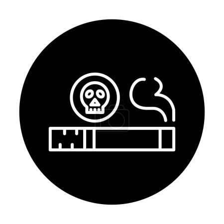 Illustration for Simple flat outline skull with cigarette   icon - Royalty Free Image