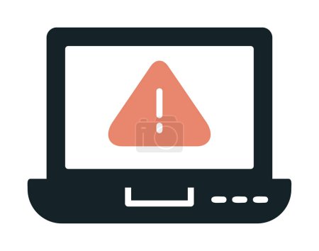 Ilustración de Ordenador portátil con icono de señal de advertencia - Imagen libre de derechos