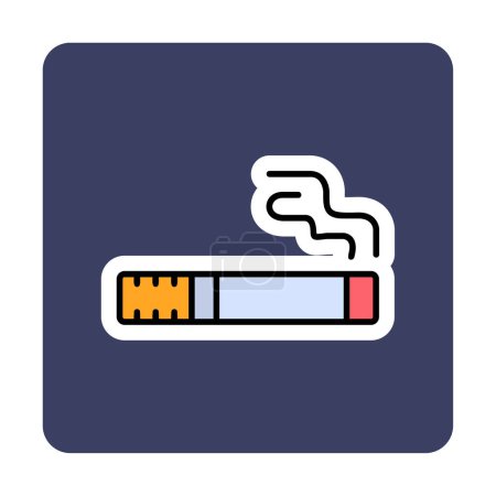 Téléchargez les illustrations : Icône plate cigarette, illustration vectorielle - en licence libre de droit