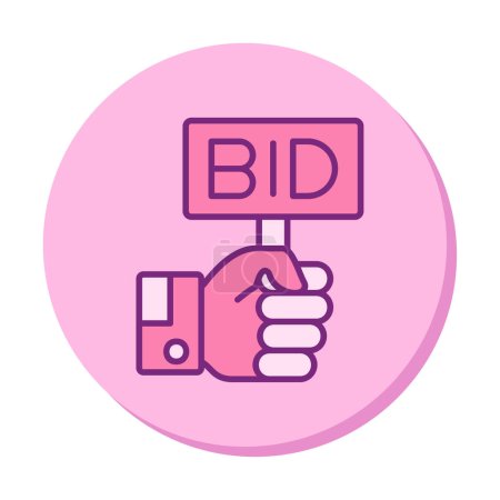 Illustration for Men hands holding placard with the word bid - Royalty Free Image