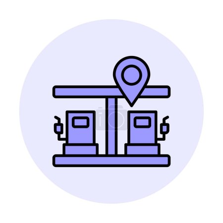 Illustration for Map pointer with gas station web icon, vector illustration - Royalty Free Image