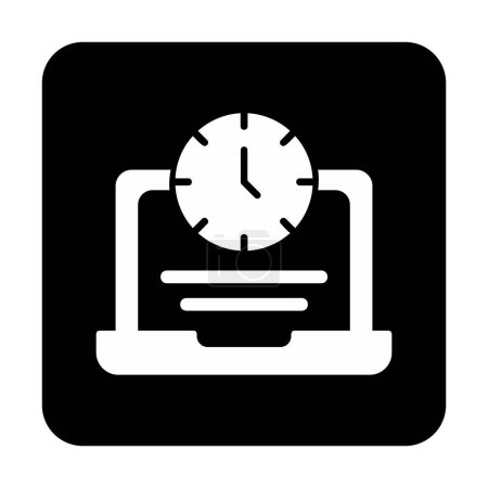 Téléchargez les illustrations : Ordinateur portable avec icône d'horloge, illustration vectorielle. Concept de surcharge de travail - en licence libre de droit